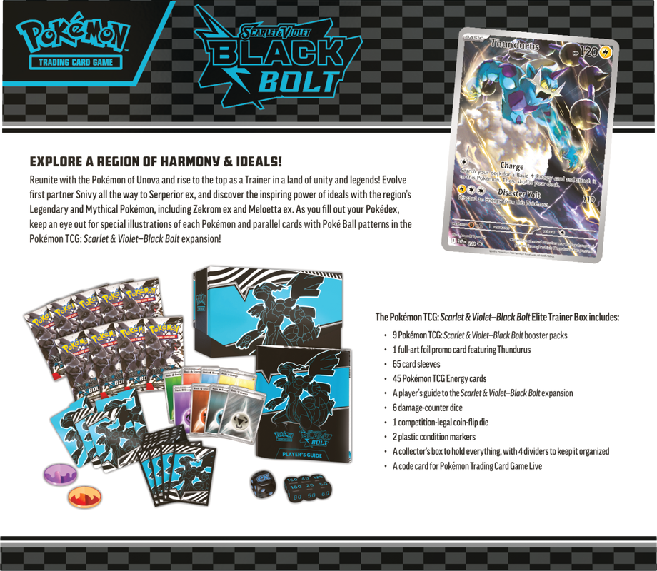 Pokemon - Scarlet and Violet - Black and White - Black Bolt - Elite Trainer Box