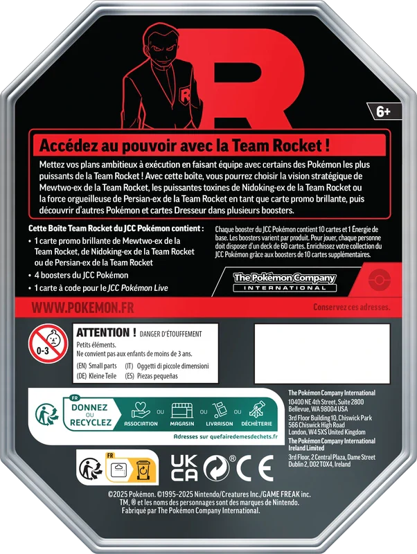 Pokemon Team Rocket Tin (Set of 3) (French)