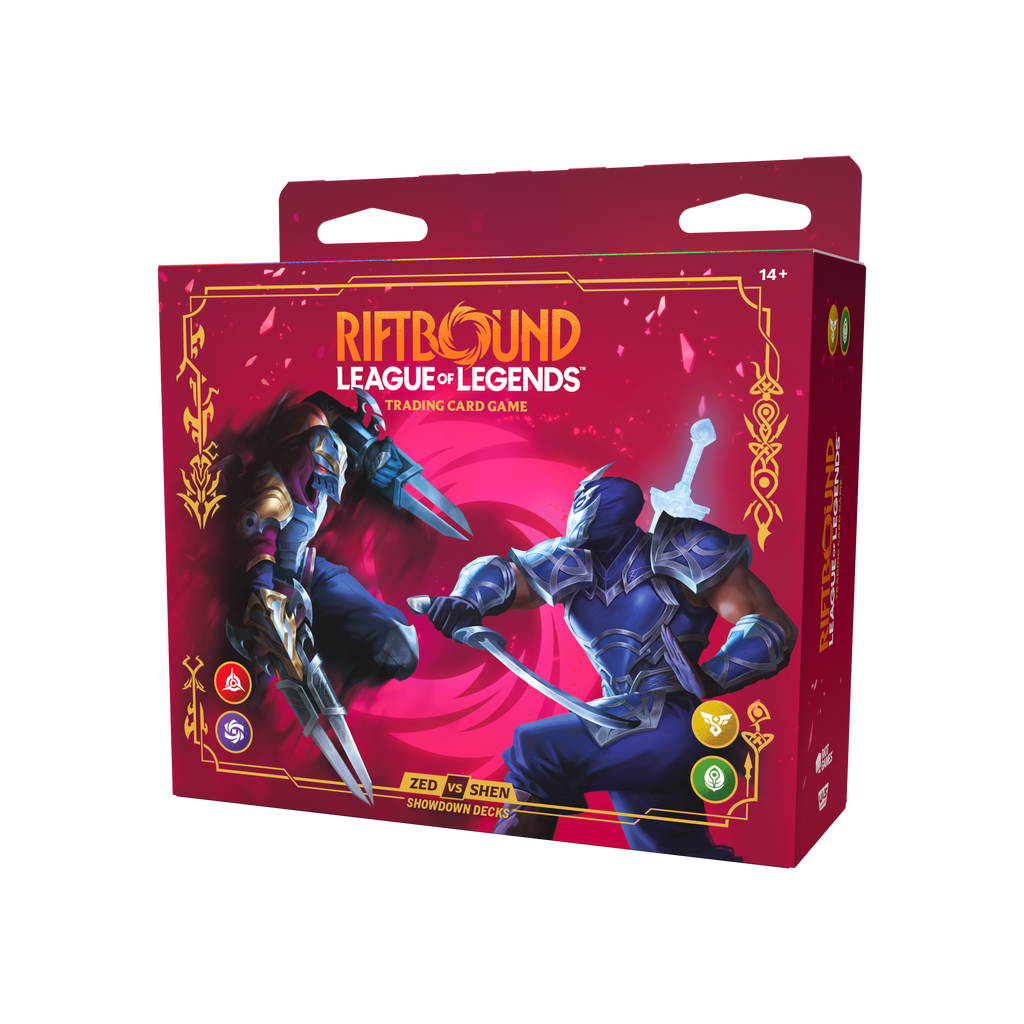 RIFTBOUND LEAGUE OF LEGENDS TCG VENDETTA ZED VS SHEN 4CT DISPLAY