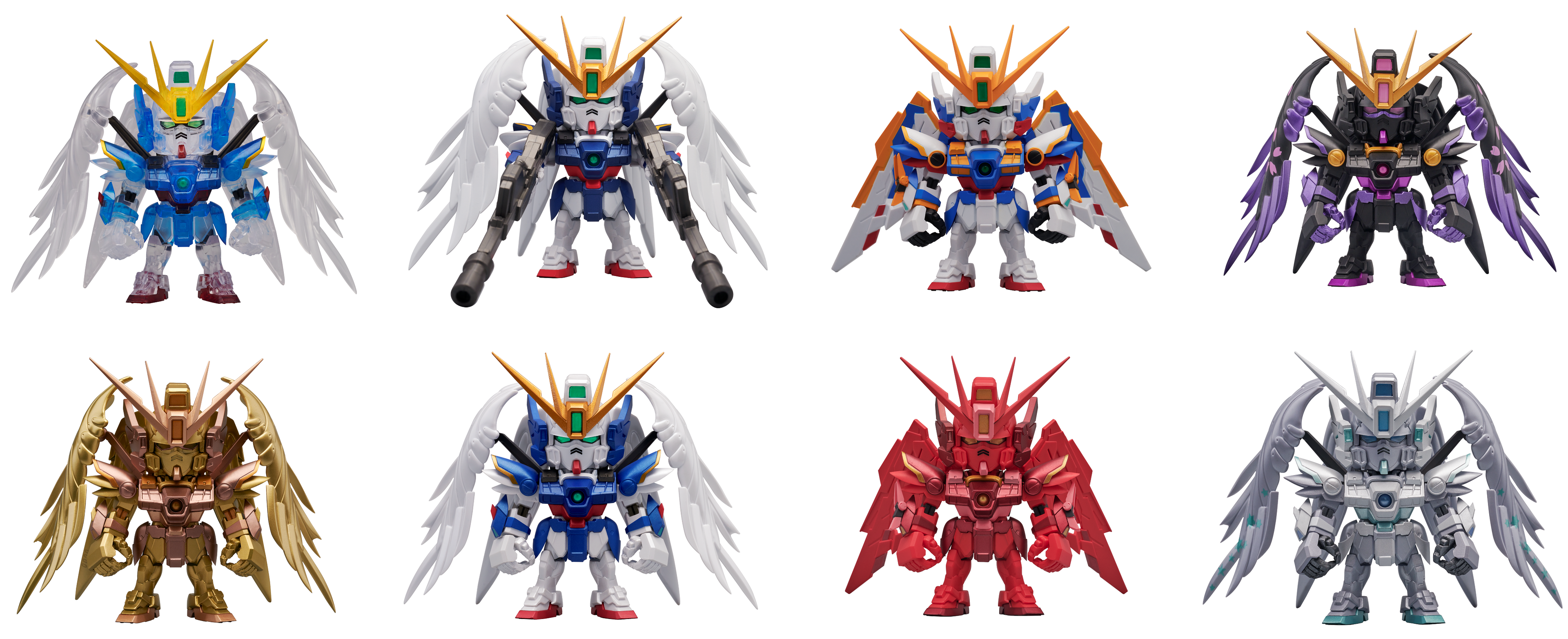 Bandai - QMSV Mini - XXXG-00W0 Wing Gundam Zero EW - 6 Design + 2 Hidden Edition - 8 Count Display