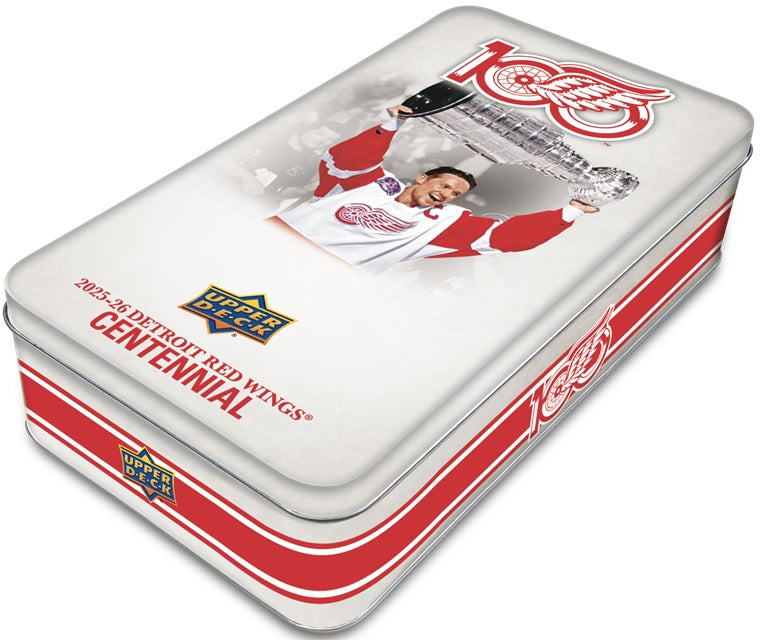 2025-26 Upper Deck Detroit Red Wings Centennial Hobby Tin Case (Case of 16 tins)