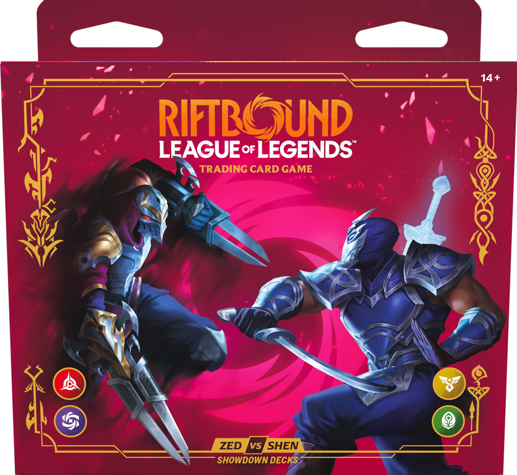 RIFTBOUND LEAGUE OF LEGENDS TCG VENDETTA ZED VS SHEN 4CT DISPLAY