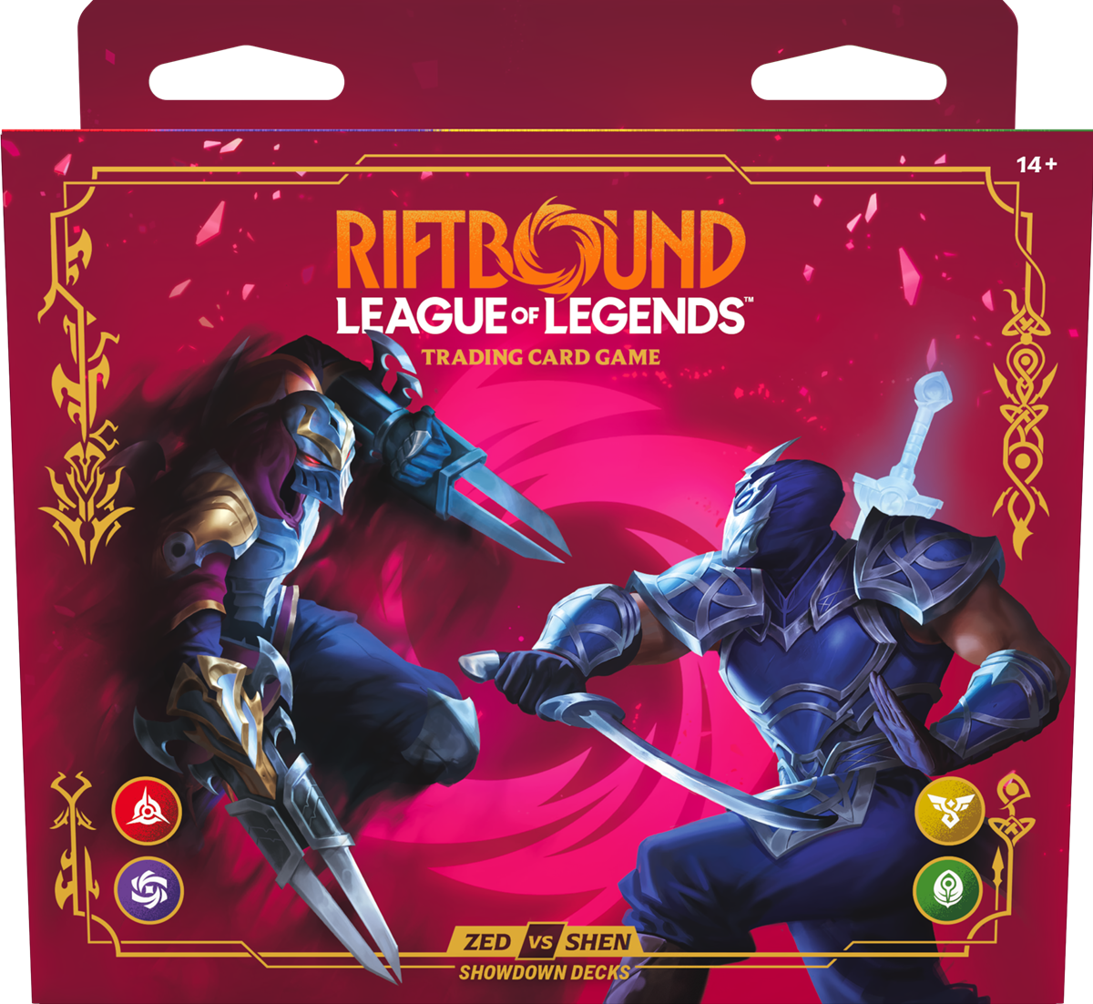 RIFTBOUND LEAGUE OF LEGENDS TCG VENDETTA ZED VS SHEN 4CT DISPLAY