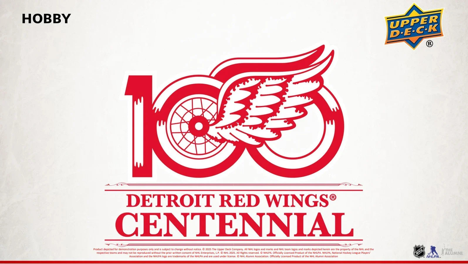 2025-26 Upper Deck Detroit Red Wings Centennial Hobby Tin Case (Case of 16 tins)