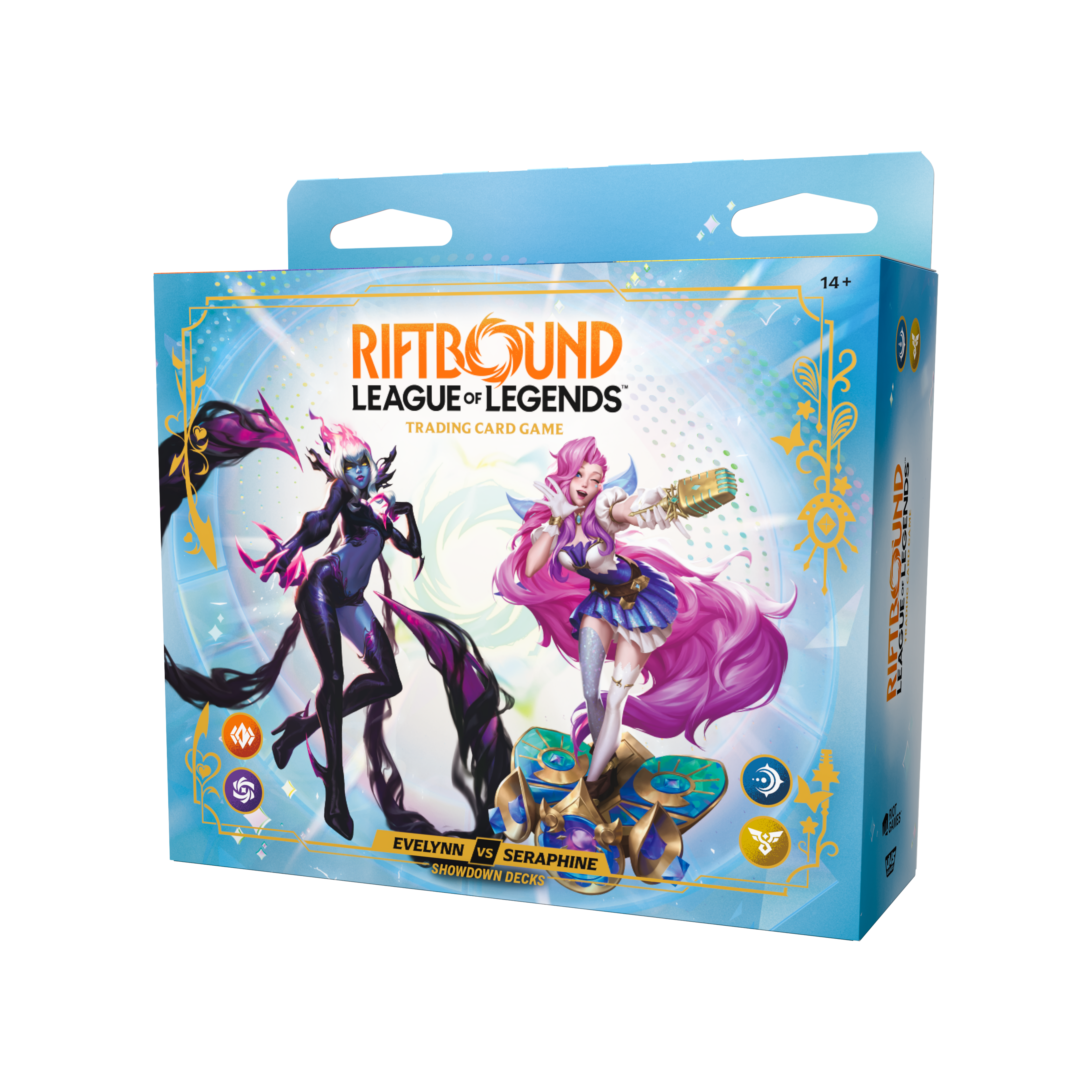 RIFTBOUND LEAGUE OF LEGENDS TCG RADIANCE SHOWDOWN DECK DISPLAY - EVELYNN VS SERAPHINE 4CT