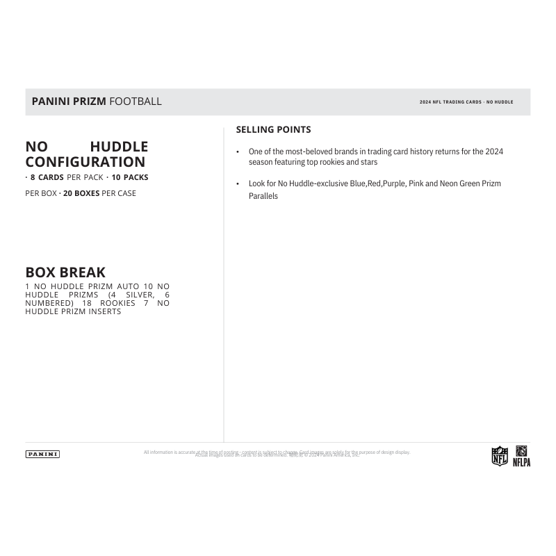2024 Panini Prizm Football No Huddle 20er-Boxen Case
