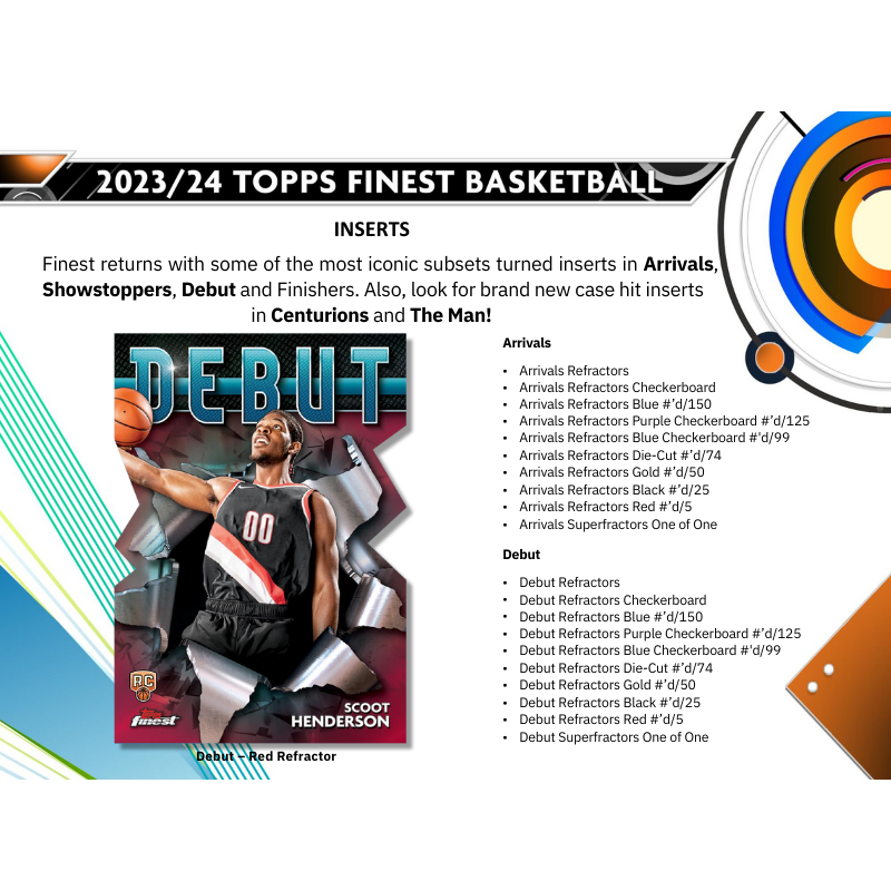 2023/24 Topps Finest Basketball Hobby 8 Boxen Case