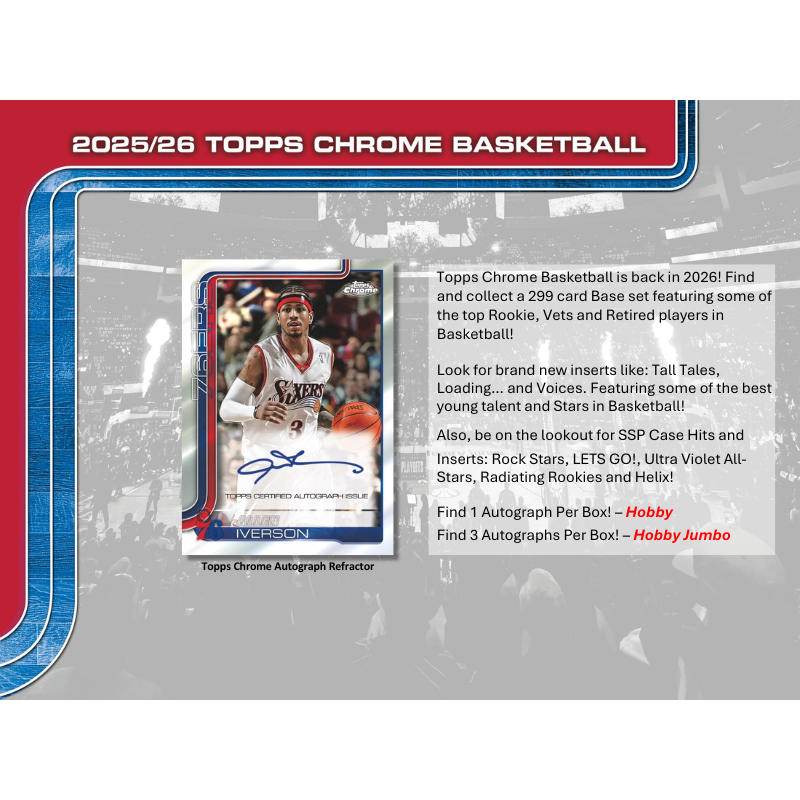 2025/26 Topps Chrome Basketball Jumbo 8er Box Case