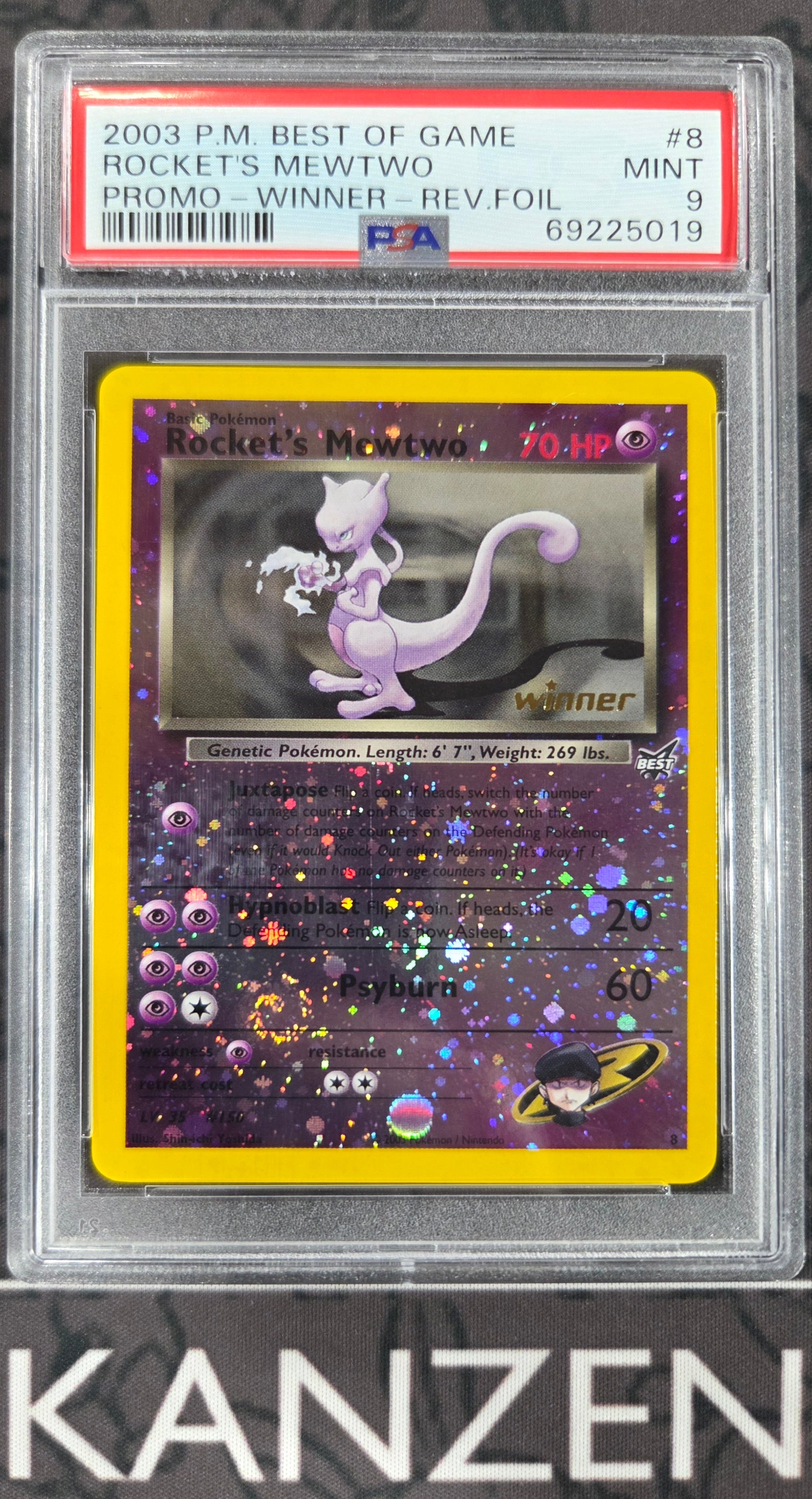 PSA 9 - Rocket's Mewtwo - Best Of Game - Winner Reverse Holo - #8 - 69225019