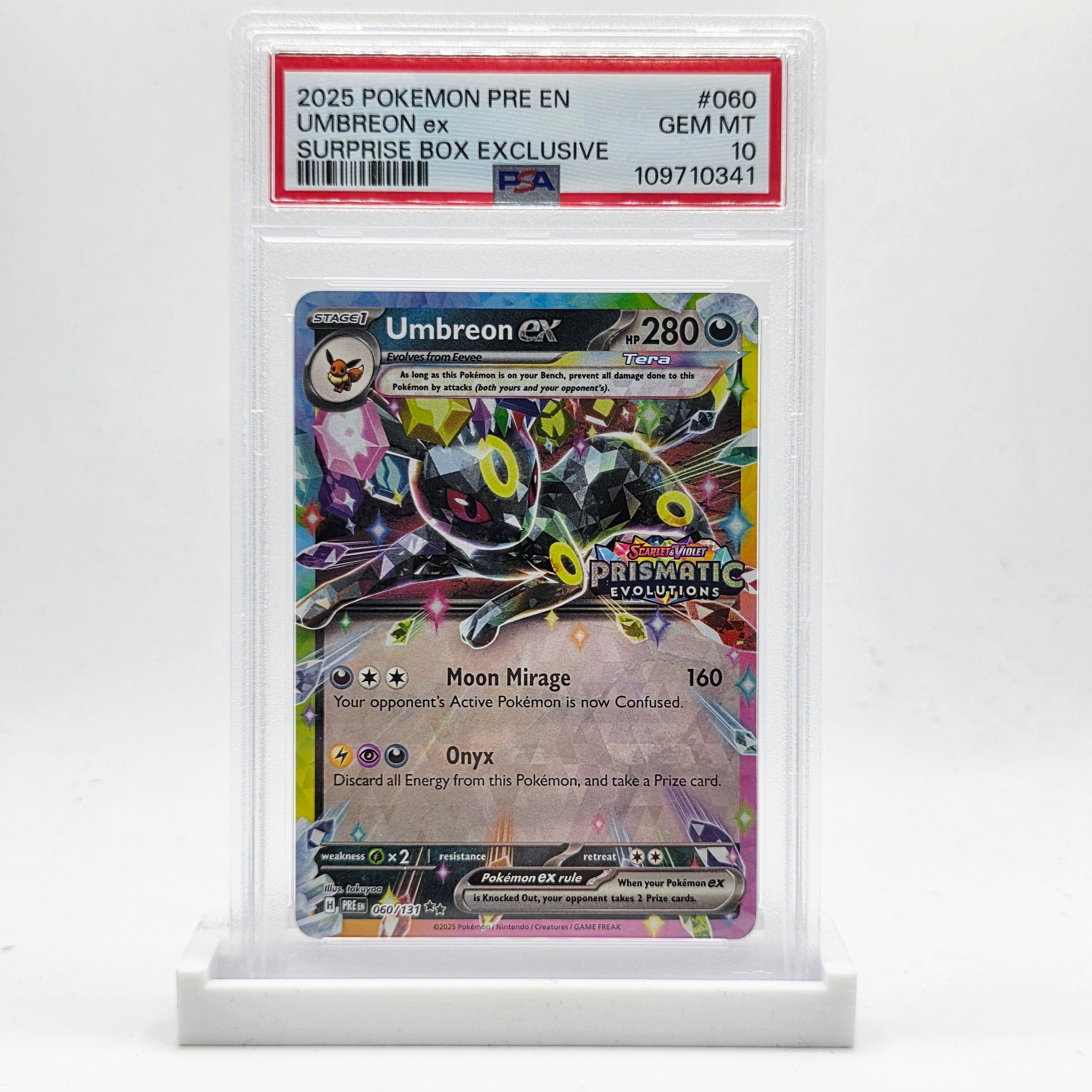 PSA 10 Umbreon ex Stamped — 2025 Pokémon Prismatic Evolutions Surprise Box