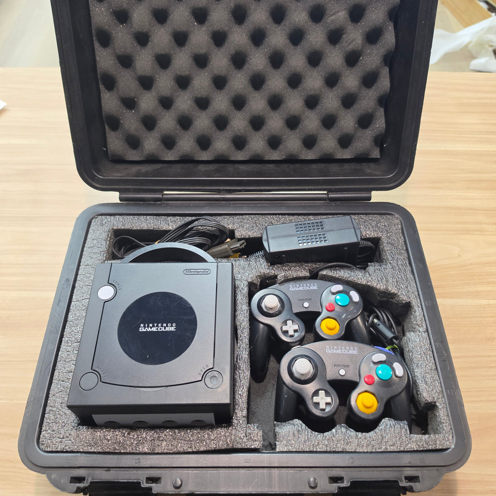 Nintendo GameCube Black Console 2 Controller Bundle + [Rental Case]