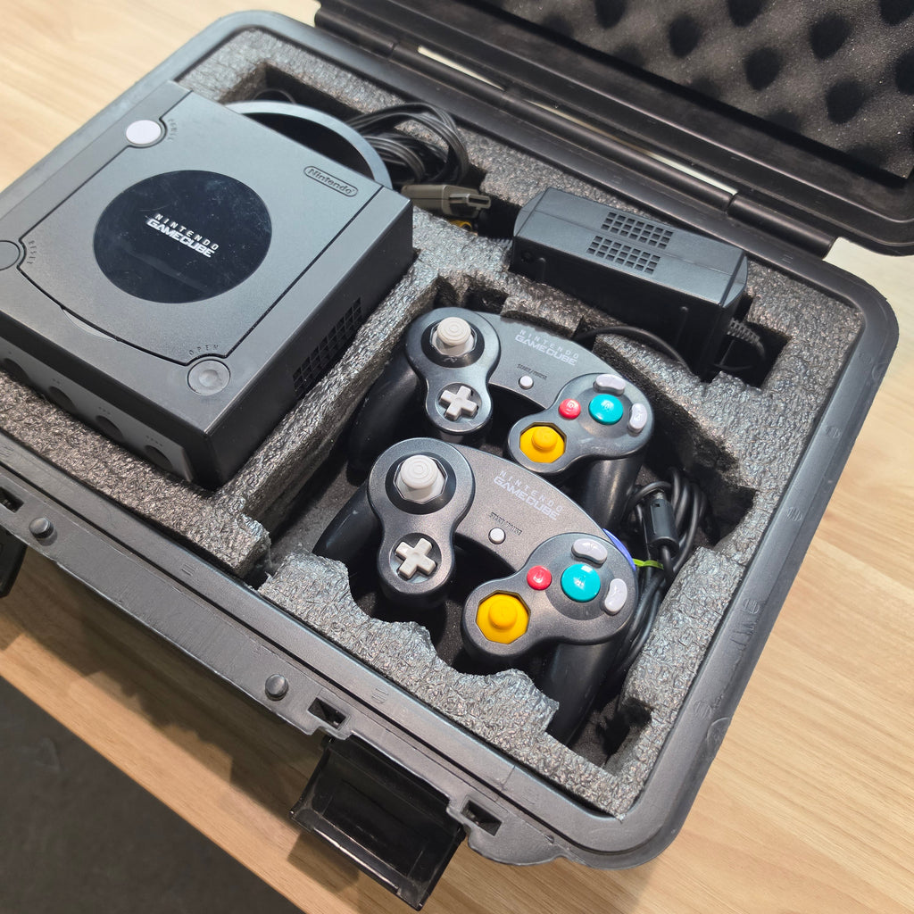 Nintendo GameCube Black Console 2 Controller Bundle + [Rental Case]