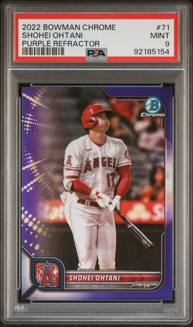 2022 Bowman Chrome Baseball - Shohei Ohtani #71 - Purple Refractor 112/250 - PSA 9