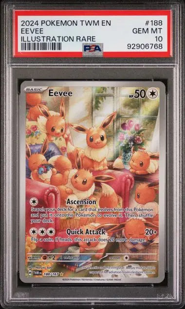 PSA 10 - 2024 POKEMON TWM EN-TWILIGHT MASQUERADE #188 EEVEE ILLUSTRATION RARE