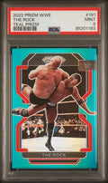2022 Panini Prizm WWE The Rock 191 Teal /49 - PSA 9