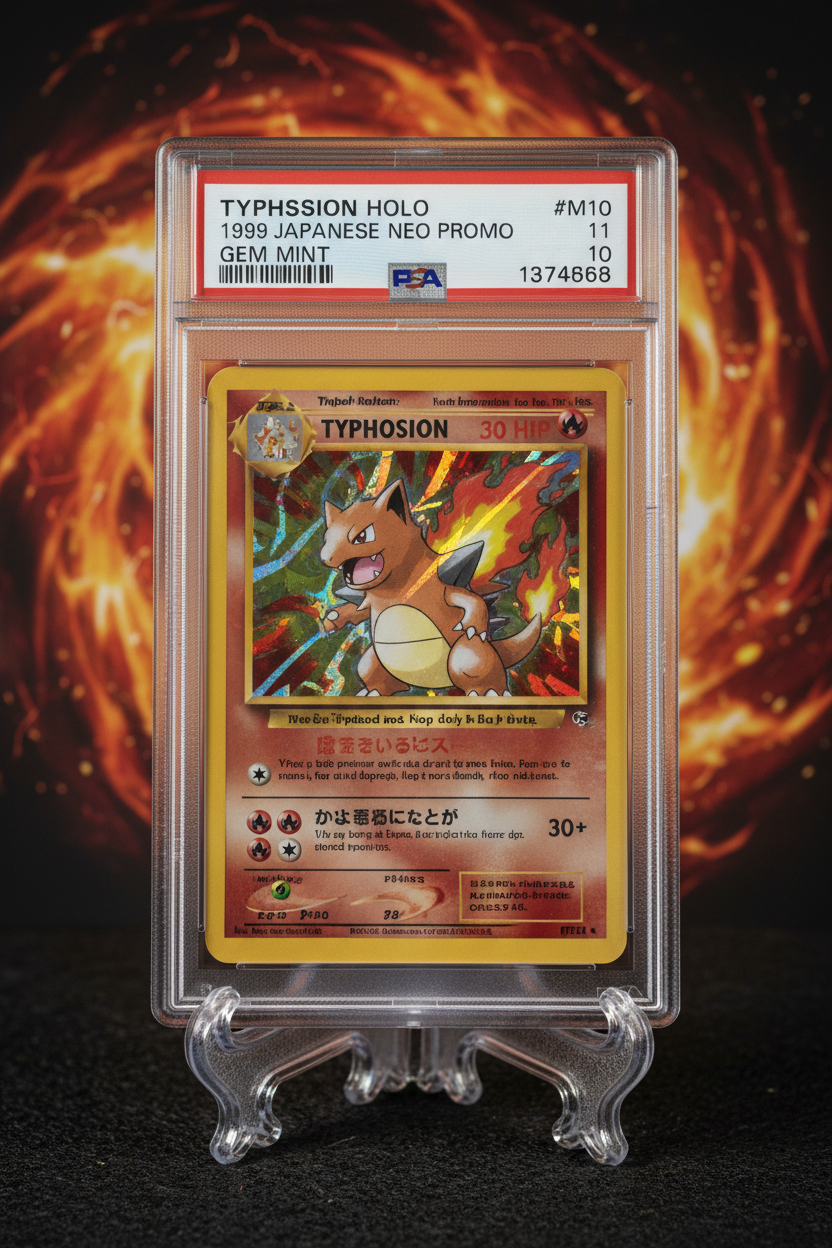 TYPHLOSION-HOLO PREMIUM FILE 1999 POKEMON JAPANESE NEO PROMO PSA GEM MT 10