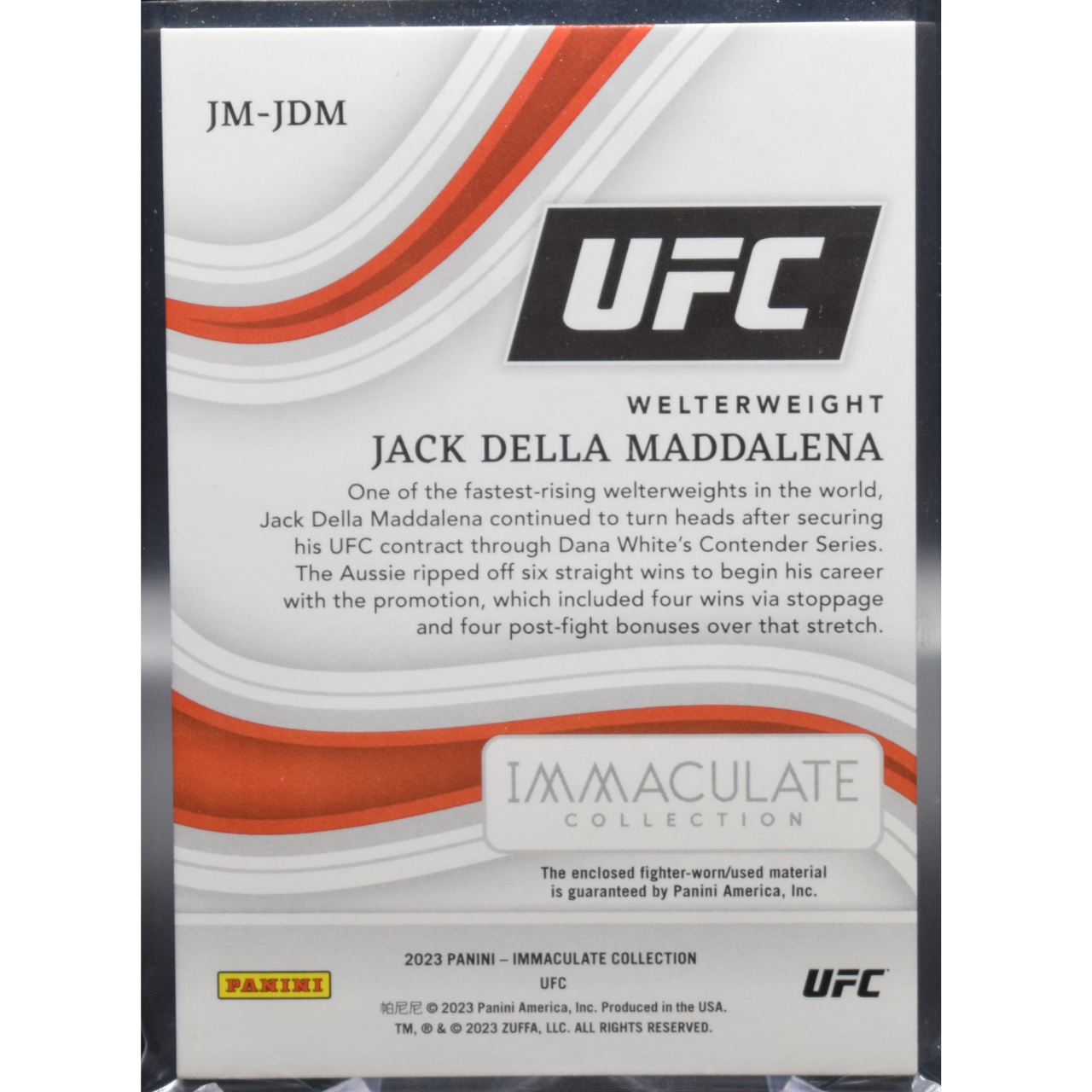 2023 Panini Immaculate UFC - Jack Della Maddalena JM-JDM - Jumbo Mem Shorts /9