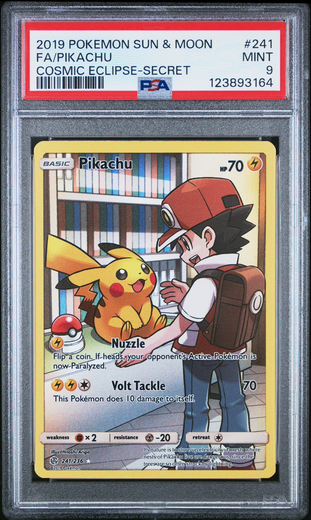 FA/PIKACHU COSMIC ECLIPSE-SECRET 2019 POKEMON SUN & MOON COSMIC ECLIPSE PSA MINT 9