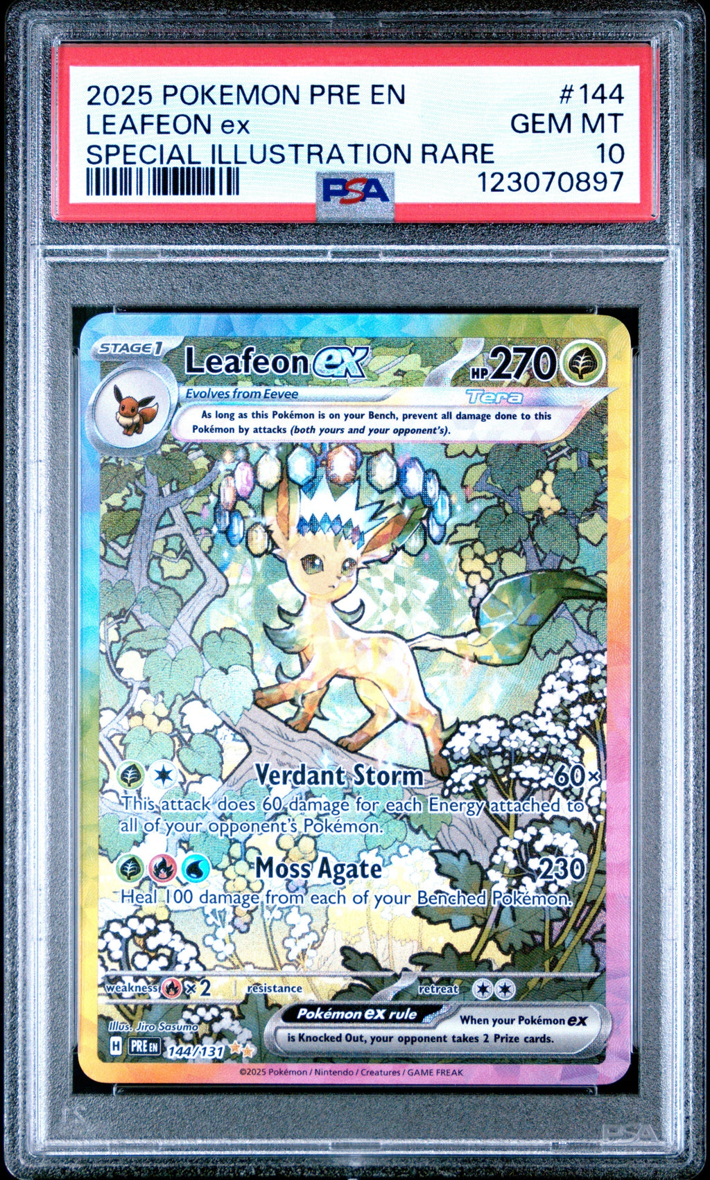 LEAFEON ex SPECIAL ILLUSTRATION RARE 2025 POKEMON PRE EN-PRISMATIC EVOLUTIONS PSA GEM MT 10