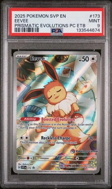 PSA 9 -2025 POKEMON SVP EN-SV BLACK STAR PROMO #173 EEVEE PRISMATIC EVOLUTIONS PC ETB